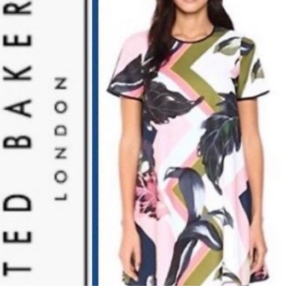 Ted Baker London Pink and Green Floral Mini Dress - Picture 3 of 15